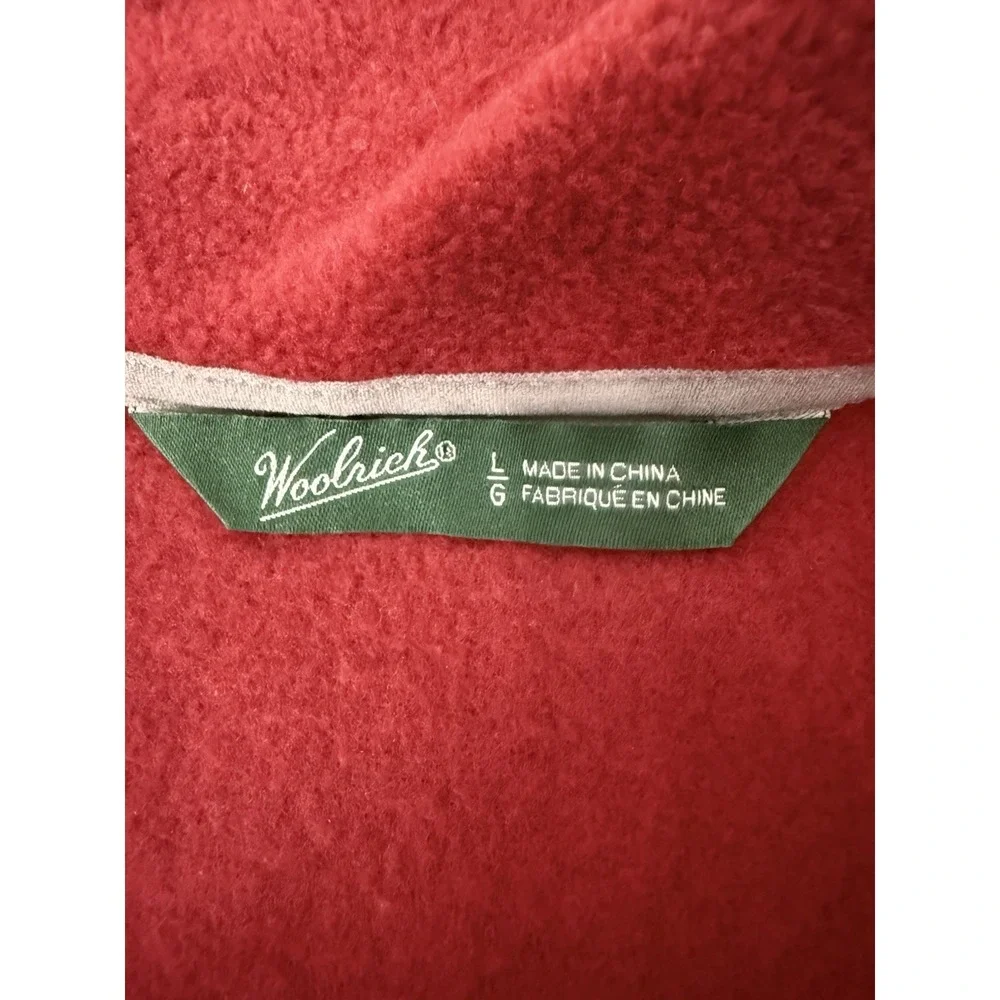 Woolrich Fleece Vest Red Ruby Full Zip Side Pockets‎ Womens Size L